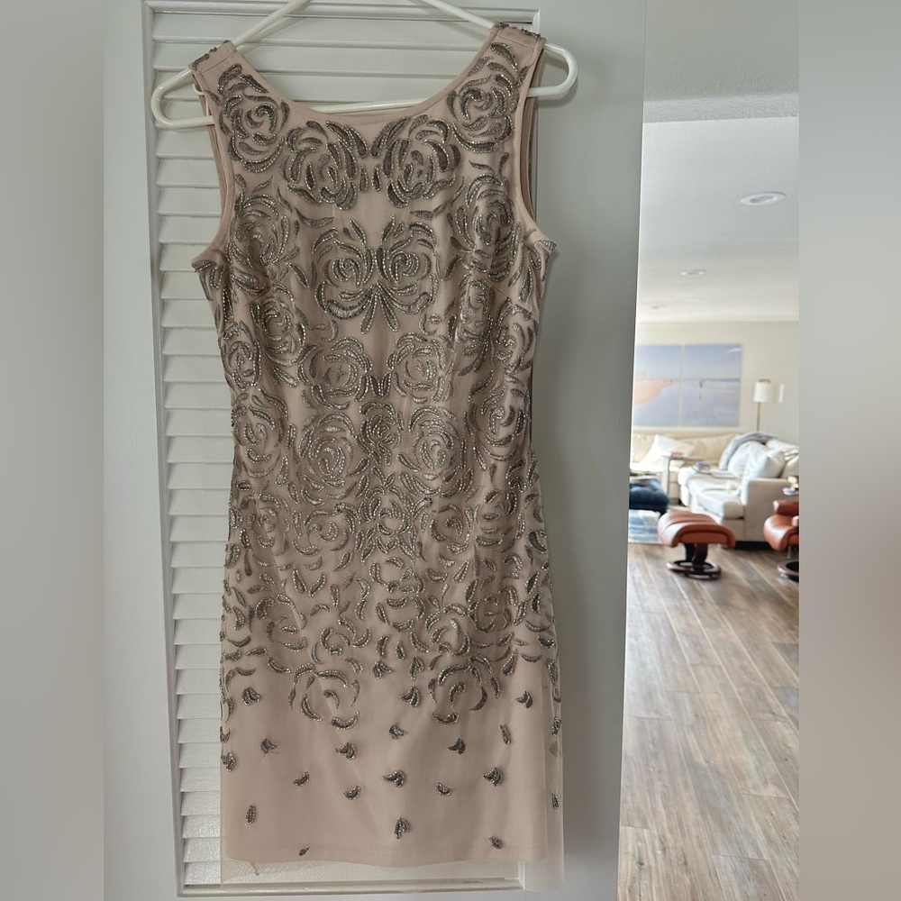 Aidan Mattox Cream Sheath Special Event Dress